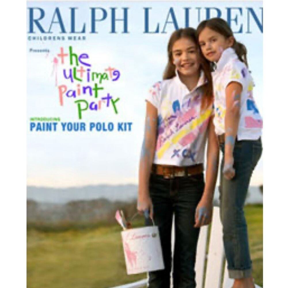 RARE NEW Polo Ralph Lauren Paint Your Polo Party Kit 3 Youth Medium 10 Pink Pony
